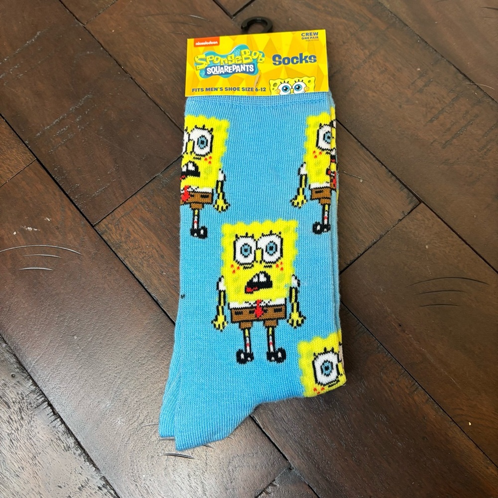 Sponge Bob Square Pants Socks - Men's‎ Crew shoe size 6-12 - New in package